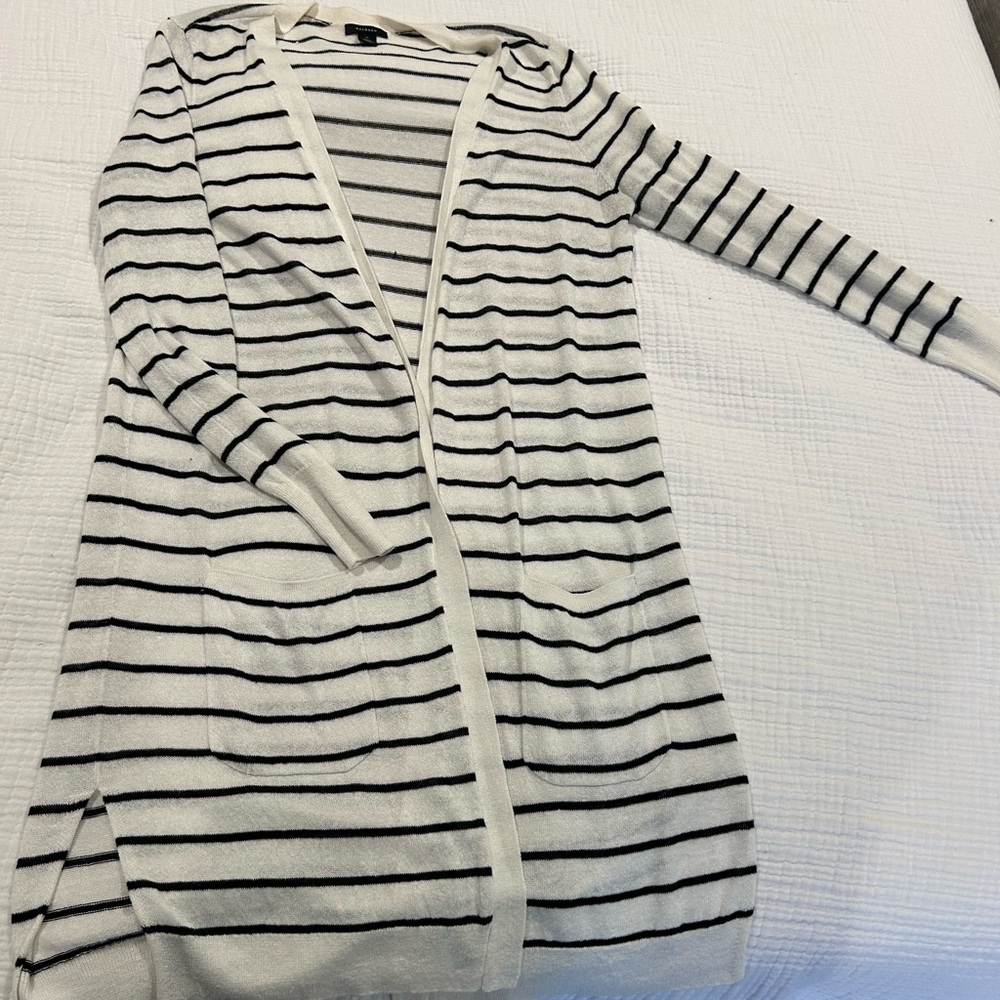 Halogen Black and White Striped Cardigan